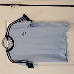 Adidas Originals 3-Stripe T-Shirt Mens Large Lt. Blue/Navy